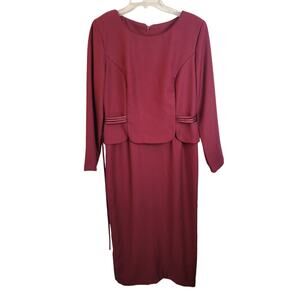 VTG Leslie Belle Burgundy‎ Long Sleeve Business Formal Dressy Dress Size 10